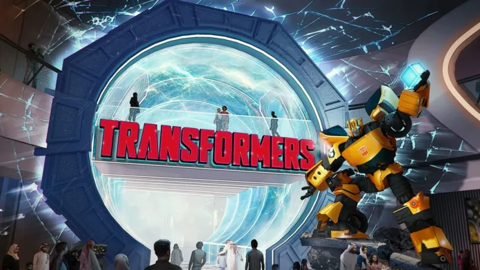 مشروع Hasbro في السعودية: تصور لمجمع Transformers الترفيهي مع بوابة مضيئة ومجسم Bumblebee الضخم