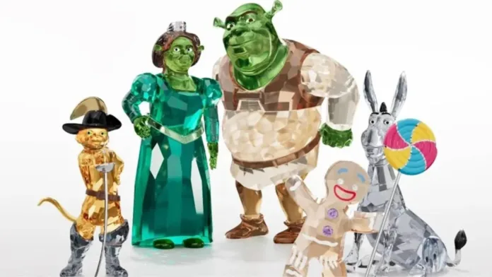 تراخيص Shrek — مجسمات كريستالية لشريك وفيونا والحمار والقط بوتس ورجل الزنجبيل ضمن منتجات مرخّصة